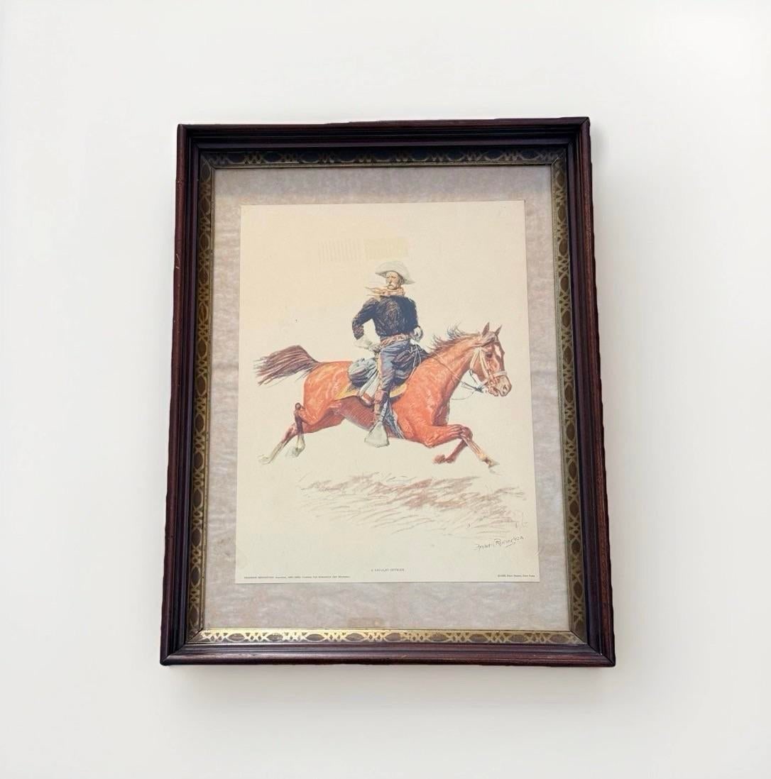1956 "A Cavalry Officer" Frederic Remington Print in Vintage Wood Frame (Penn Prints, Ny) - 5