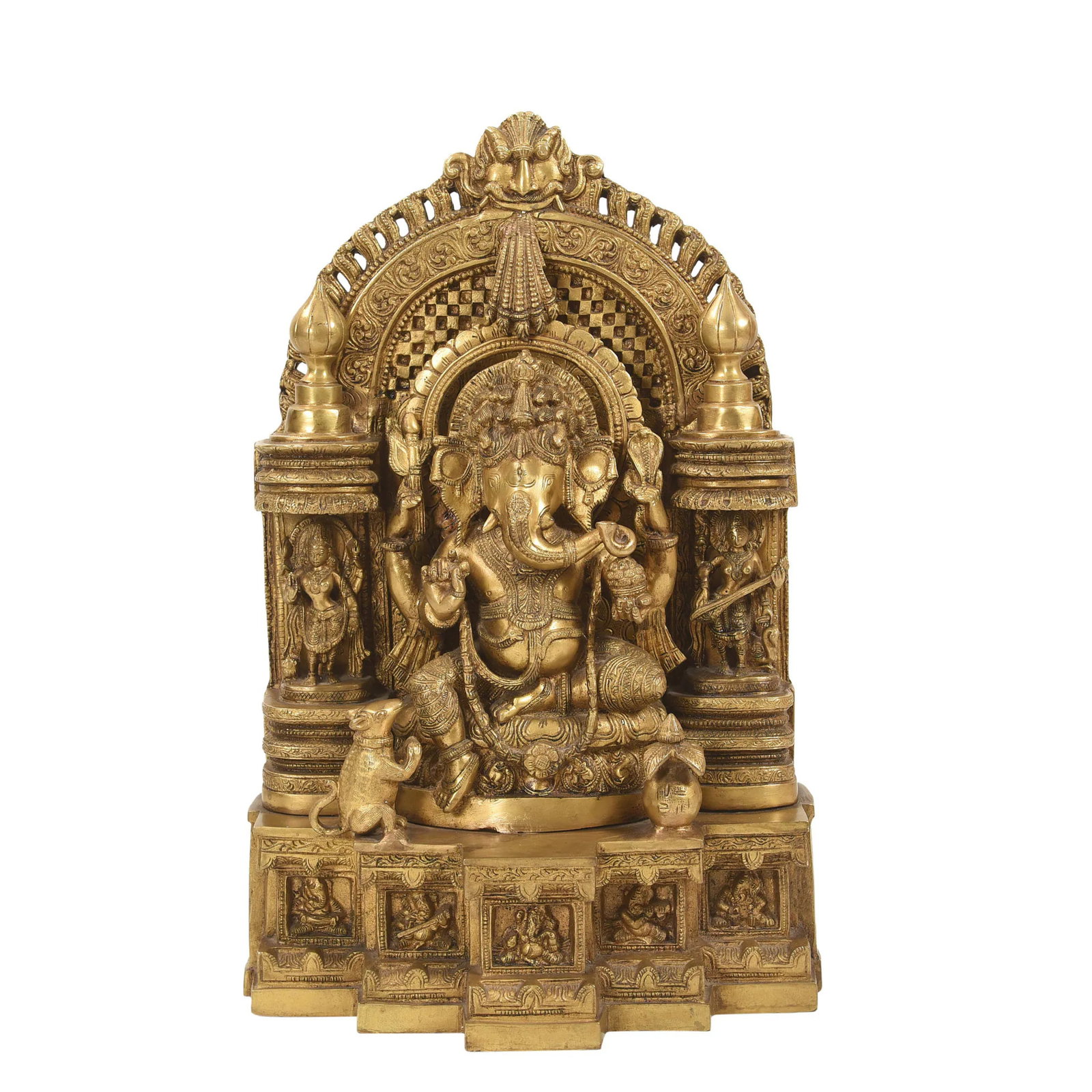 1960s 18 Inch Brass Ganesha Statue | Hindu Elephant God Ganpati Sculpture for Home Mandir Decor | Tr - 5