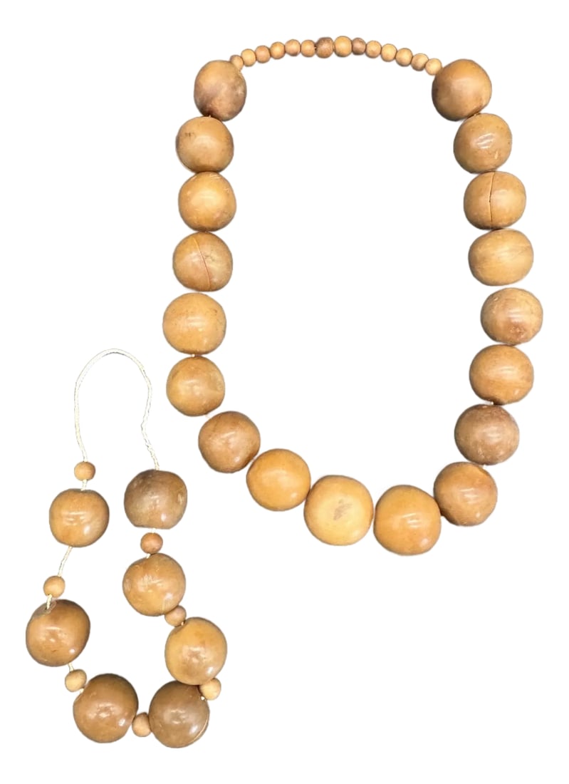1930s African Copal Faux Amber Trade Bead Necklace and Bracelet Set, Brown.: Beautiful unique shade of brown in these vintage African Mastic Copal trade beads. Necklace is in great condition, bracelet needs new restringing, or you can have them added to an even longer