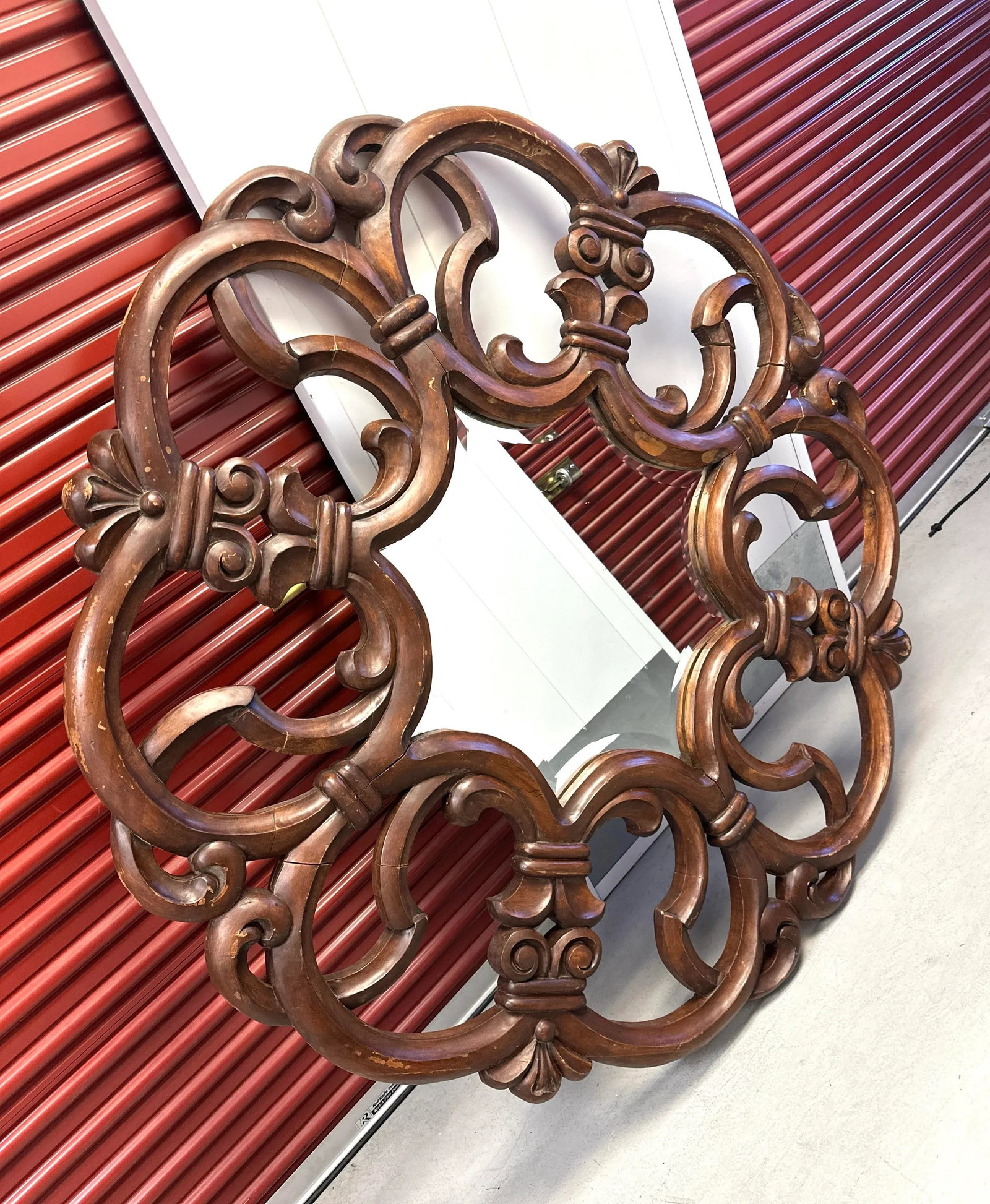 Large 60in Ornate Carved Wood Wall Mirror - 4