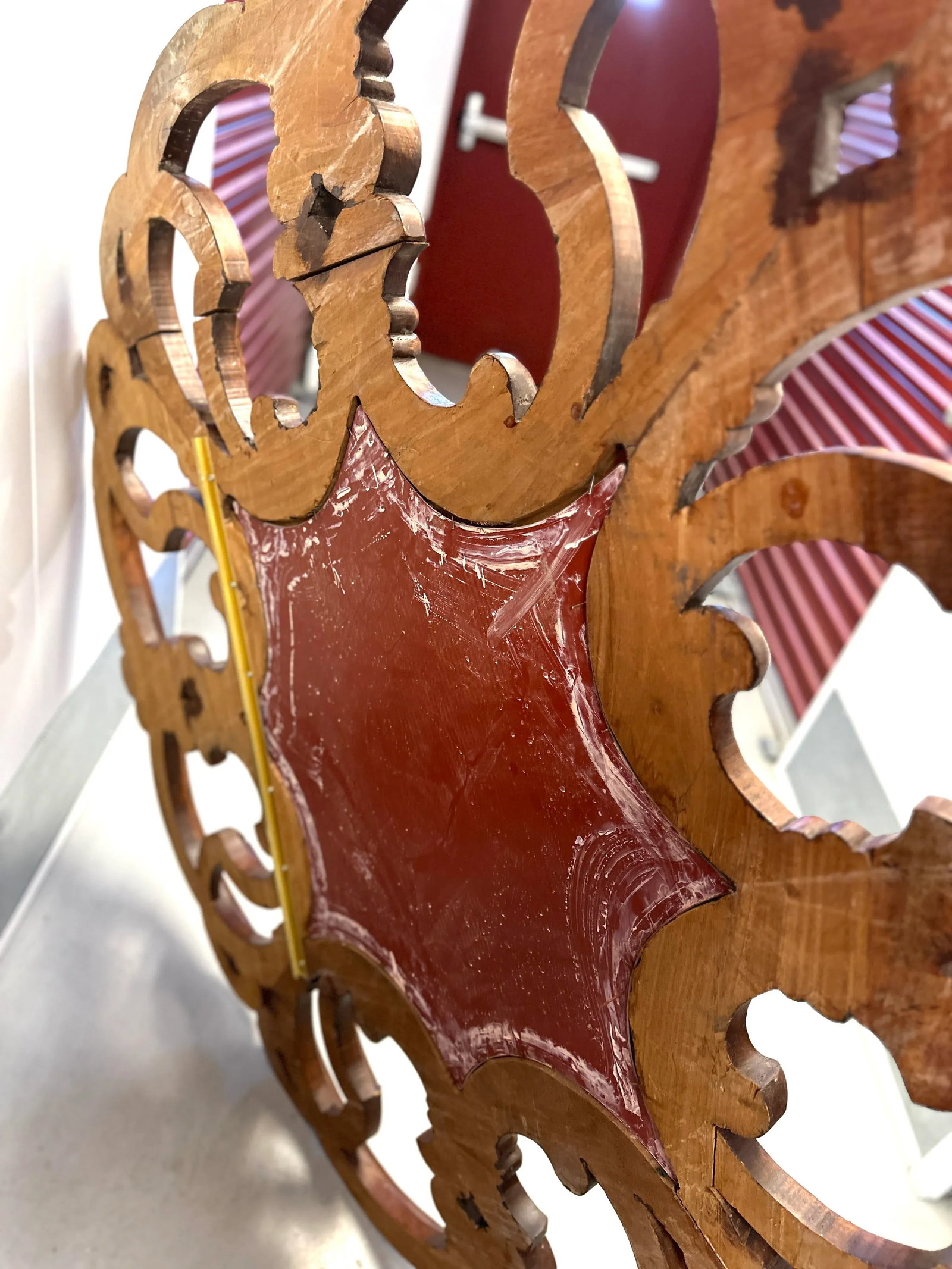 Large 60in Ornate Carved Wood Wall Mirror - 7