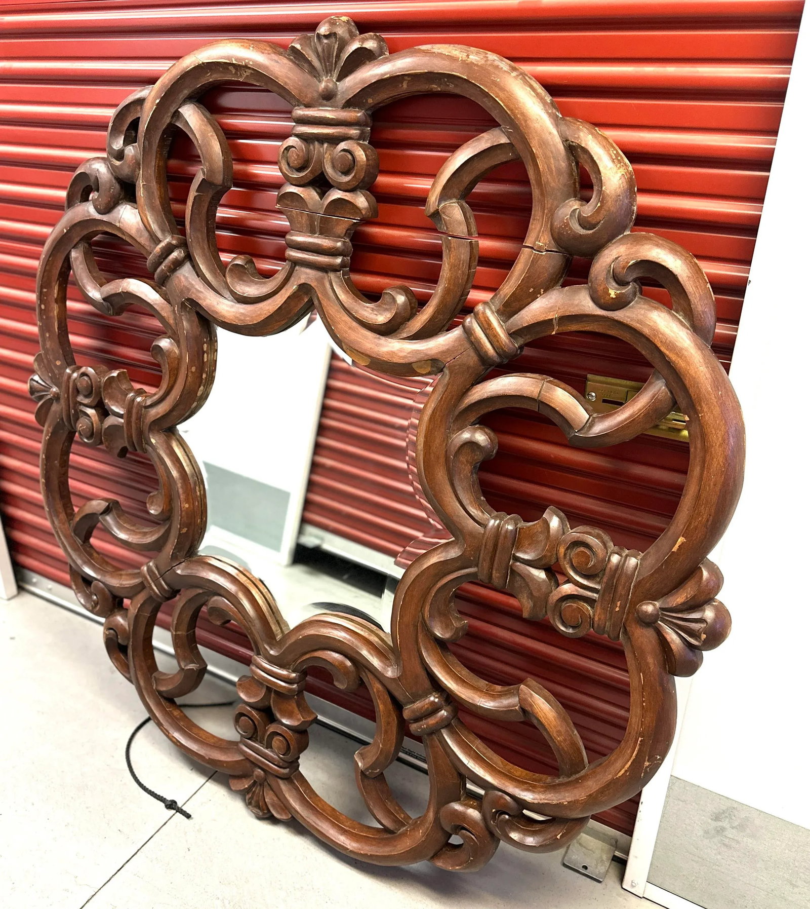 Large 60in Ornate Carved Wood Wall Mirror - 8