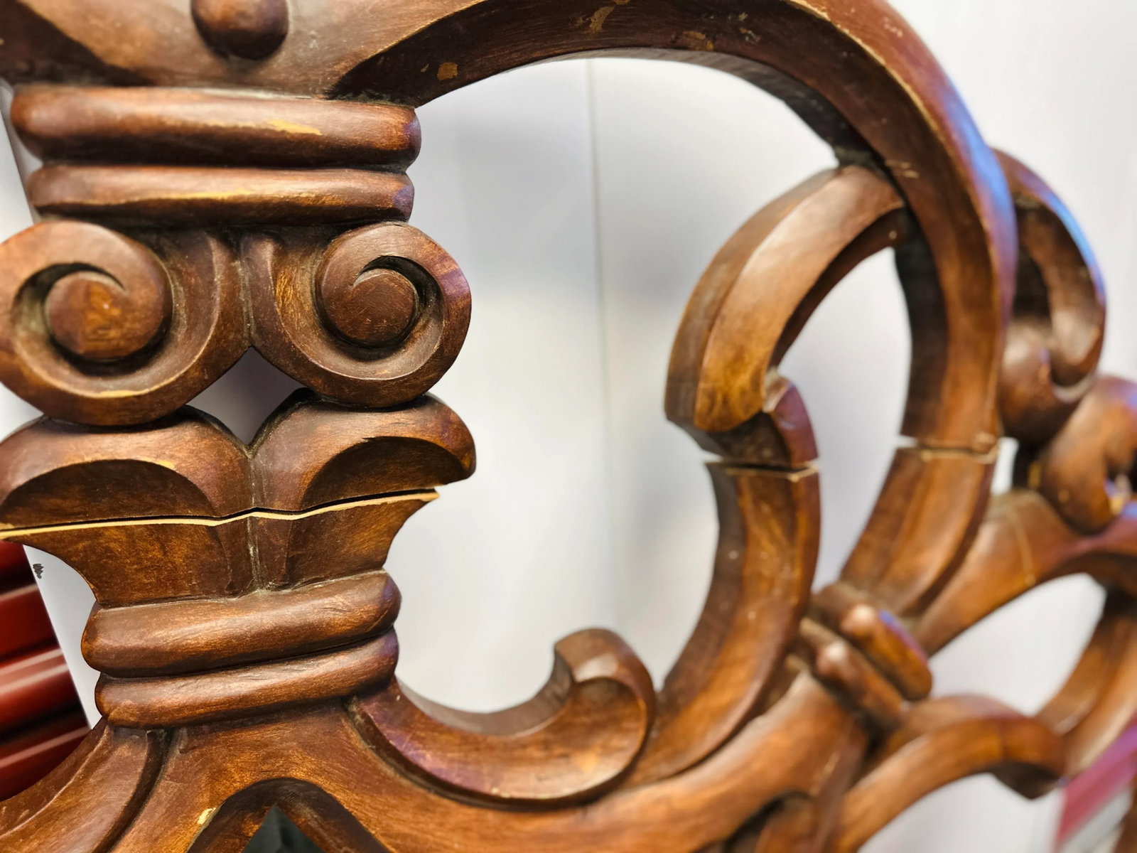Large 60in Ornate Carved Wood Wall Mirror - 9
