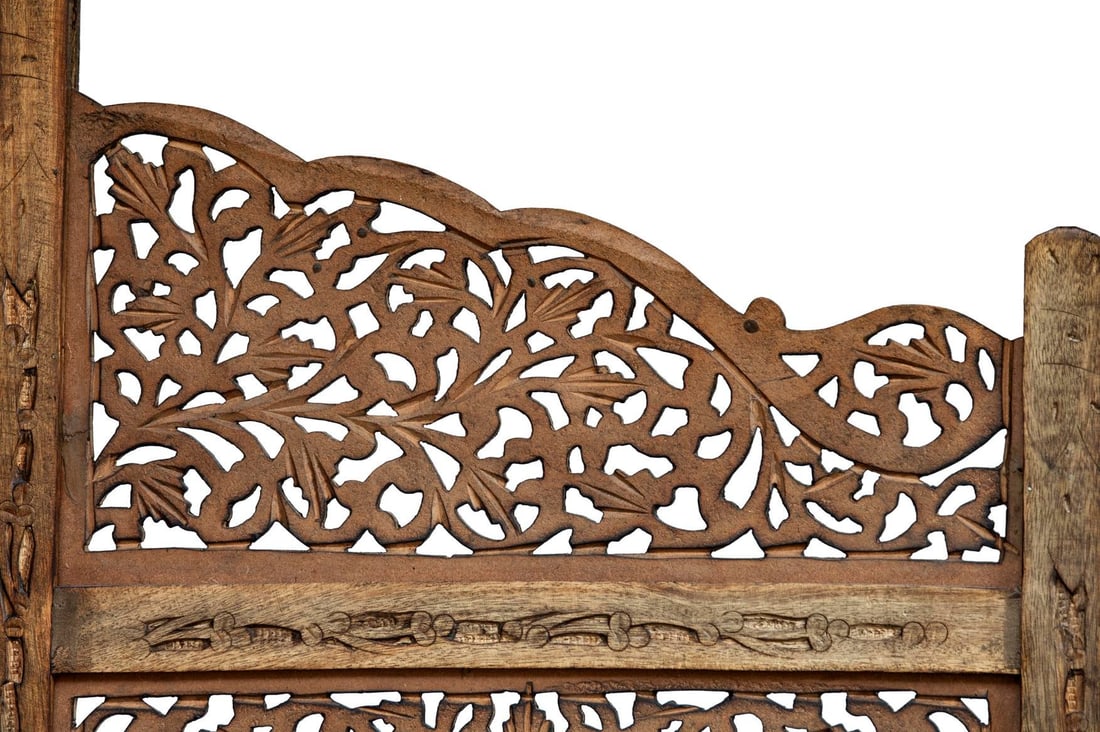 Vintage Handcrafted Wood Screen; Room Divider - 11