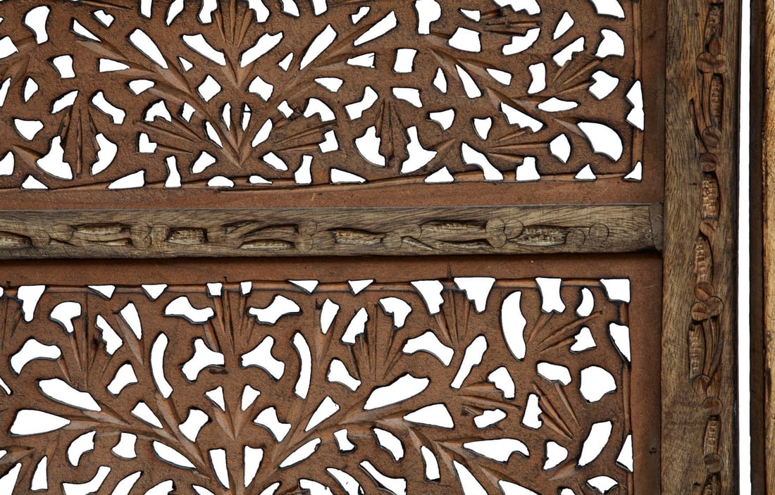 Vintage Handcrafted Wood Screen; Room Divider - 12