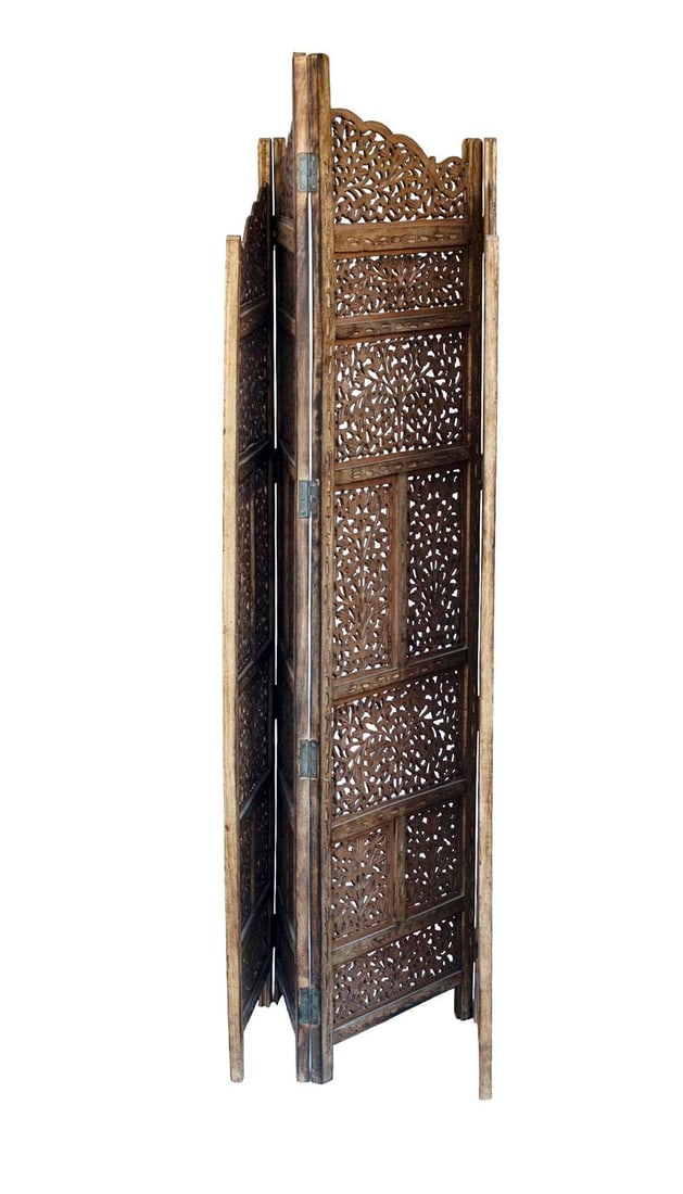 Vintage Handcrafted Wood Screen; Room Divider - 6