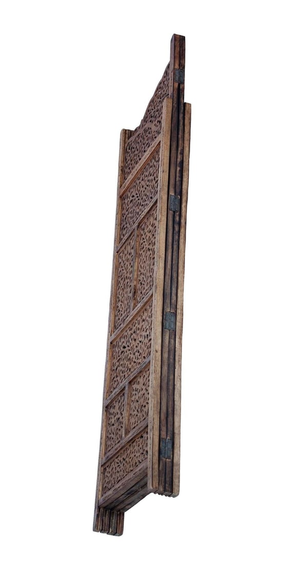 Vintage Handcrafted Wood Screen; Room Divider - 7
