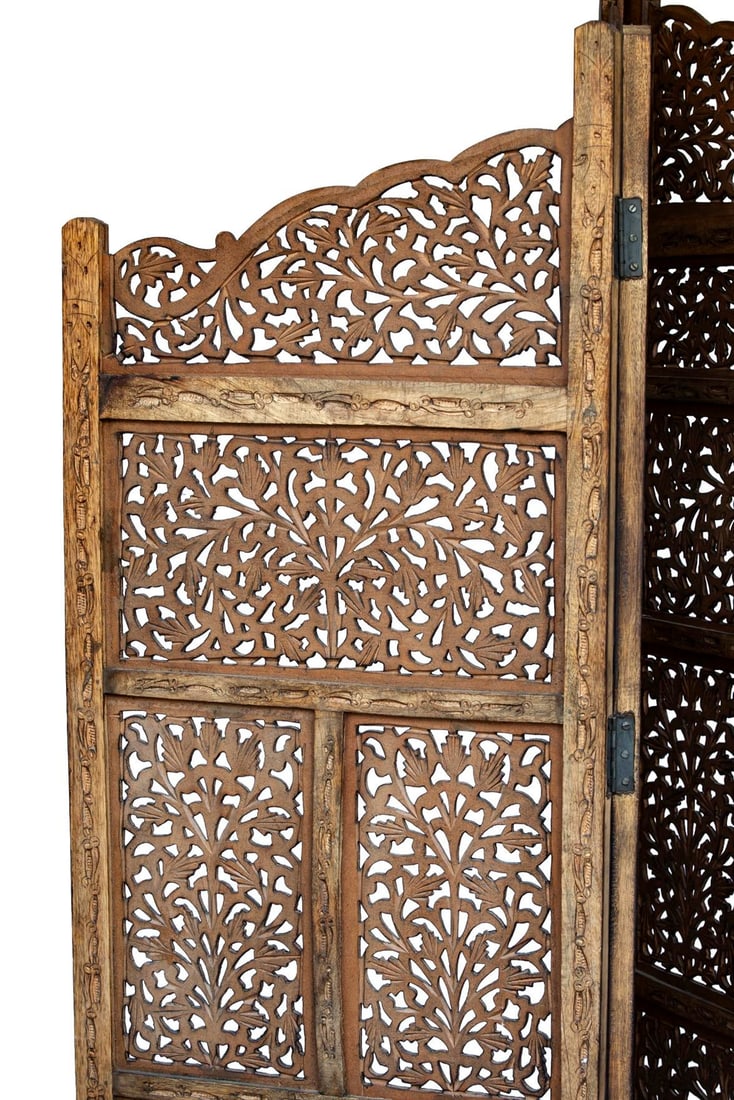 Vintage Handcrafted Wood Screen; Room Divider - 8