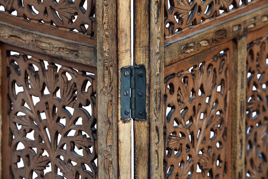 Vintage Handcrafted Wood Screen; Room Divider - 9