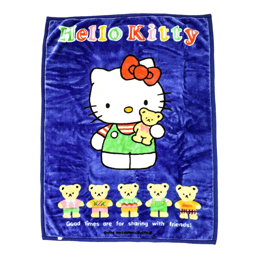 Rare Vintage Blue Bed Coverlet Hello Kitty Japan Origin 1993 (1 of 8)
