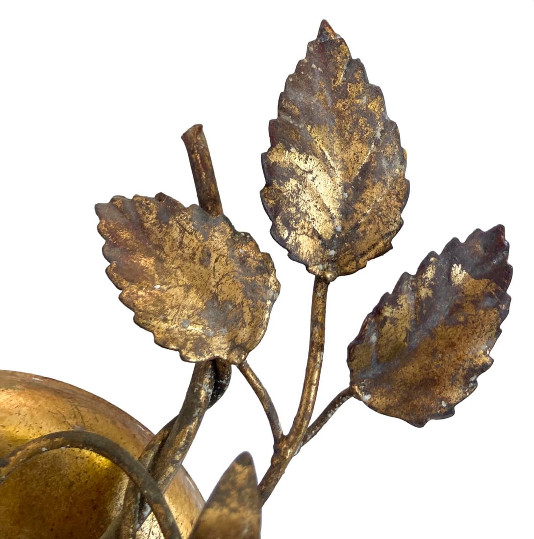 Vintage Florentine Gold Gilt Metal Rose Sconces - a Pair - 12