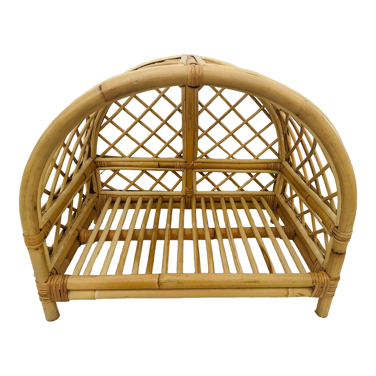 Bamboo Pet Bed: Vintage Bamboo Pet Bed, super cute and perfect for a small dog or cat. Or use it as a display box etc. or even a doll bed 22in w x 18.5in h x 15in d Make sure to follow me, I have flash sales for my f