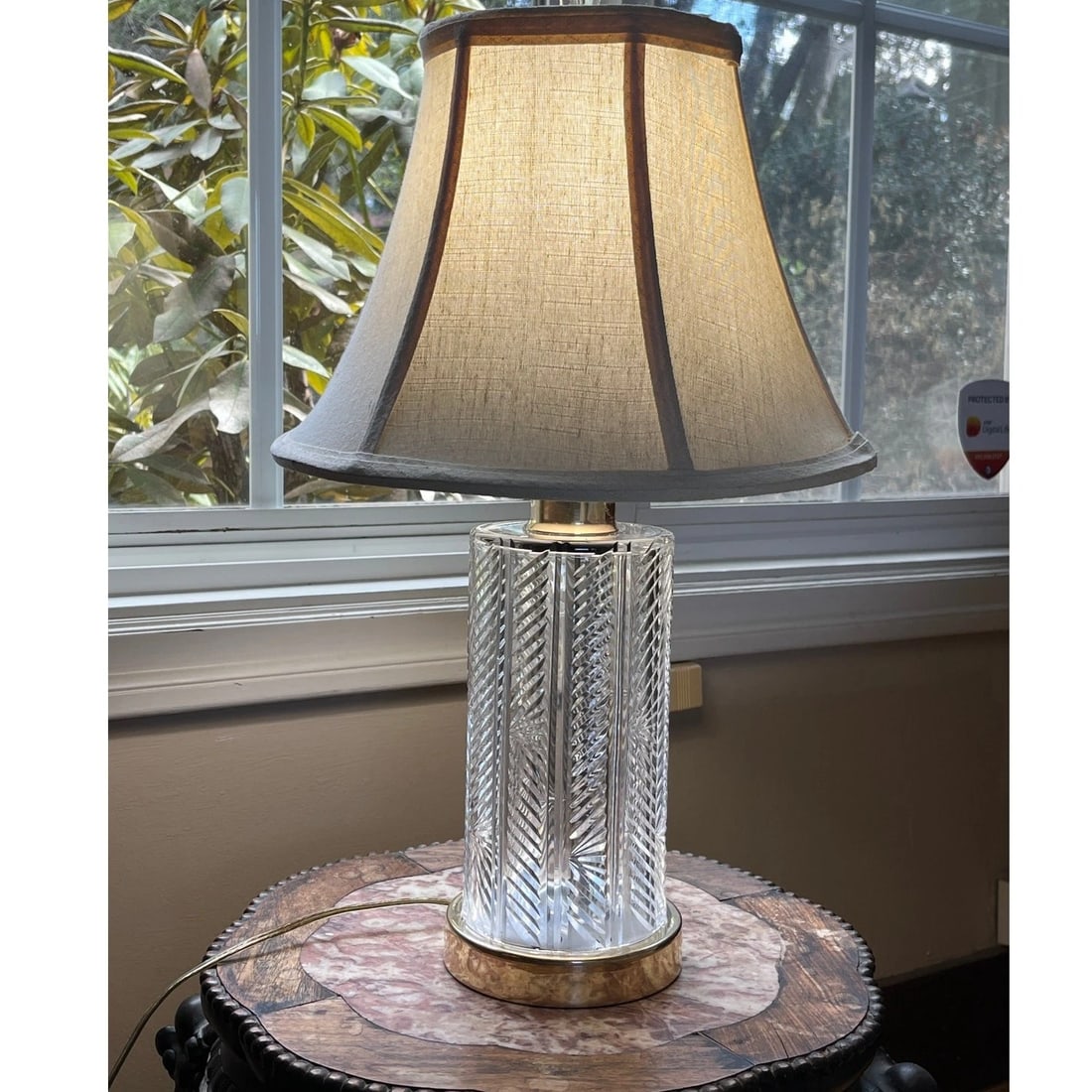 Vintage Waterford Sheila Crystal Table Lamp | 20" Tall | Polished Brass Base - 10