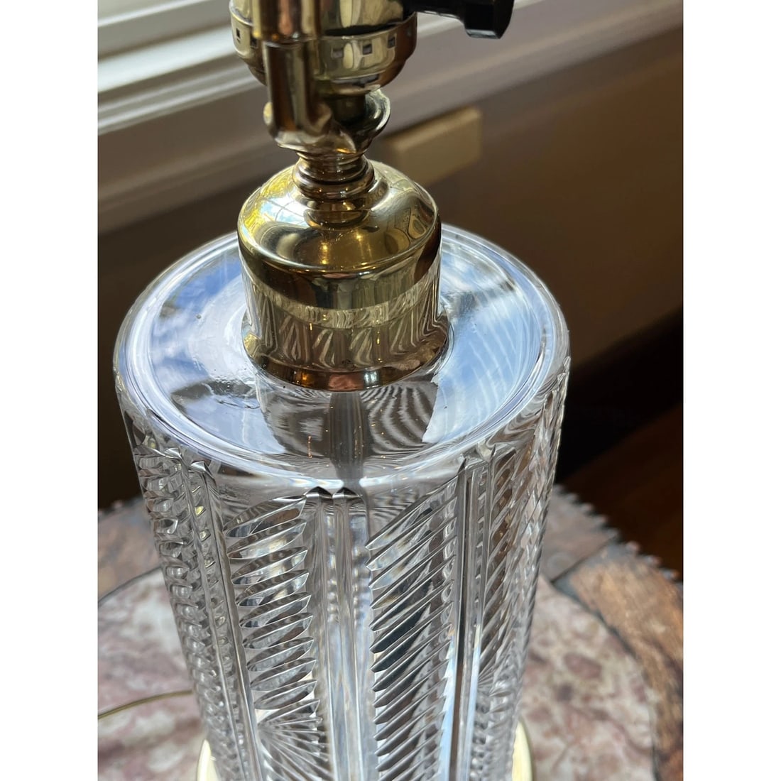 Vintage Waterford Sheila Crystal Table Lamp | 20" Tall | Polished Brass Base - 11