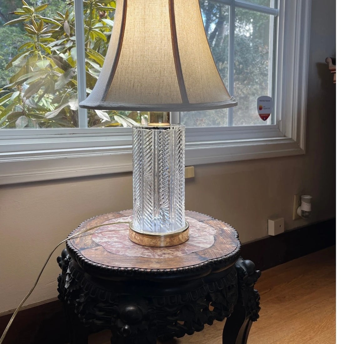 Vintage Waterford Sheila Crystal Table Lamp | 20" Tall | Polished Brass Base - 2
