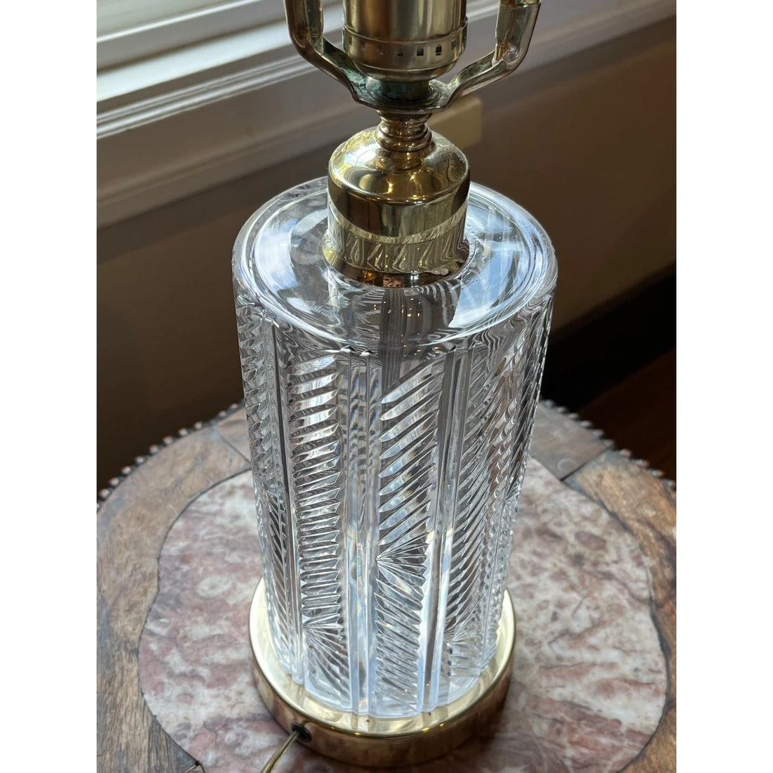 Vintage Waterford Sheila Crystal Table Lamp | 20" Tall | Polished Brass Base - 3