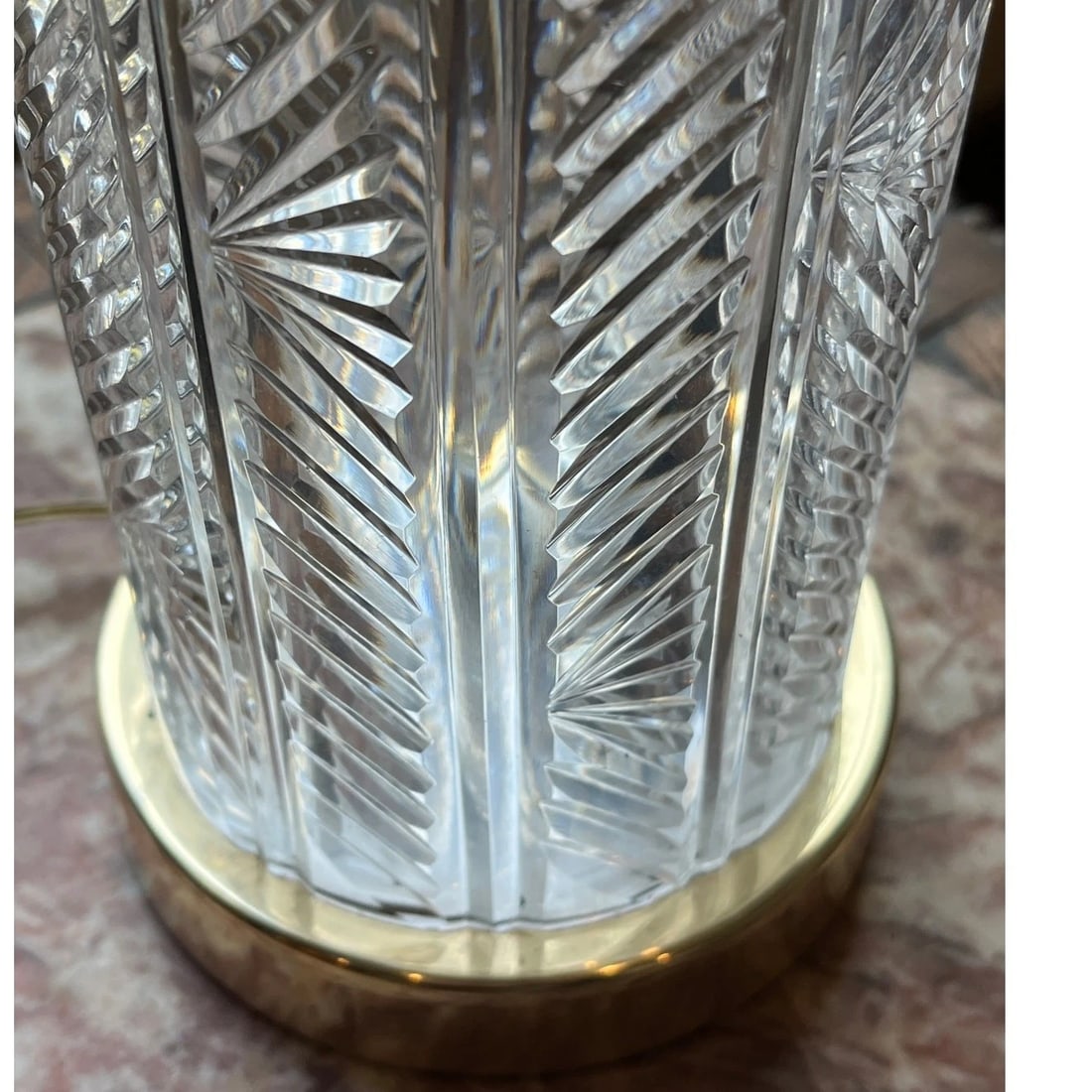 Vintage Waterford Sheila Crystal Table Lamp | 20" Tall | Polished Brass Base - 5