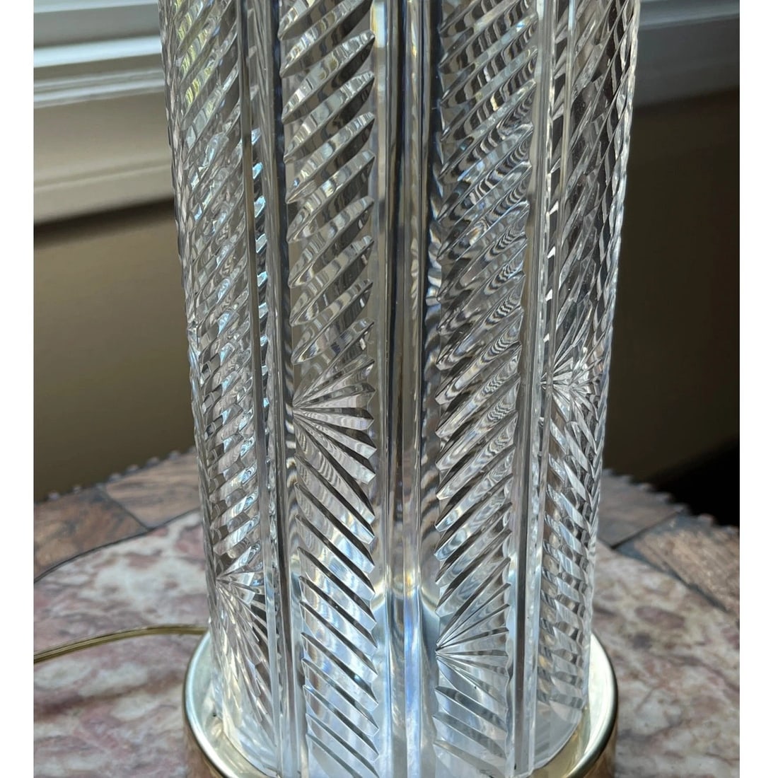 Vintage Waterford Sheila Crystal Table Lamp | 20" Tall | Polished Brass Base - 6