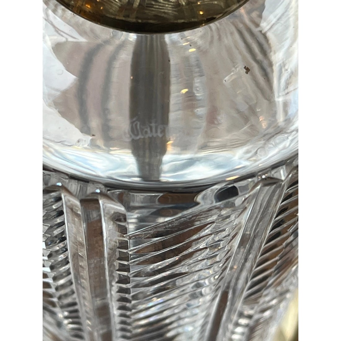 Vintage Waterford Sheila Crystal Table Lamp | 20" Tall | Polished Brass Base - 7