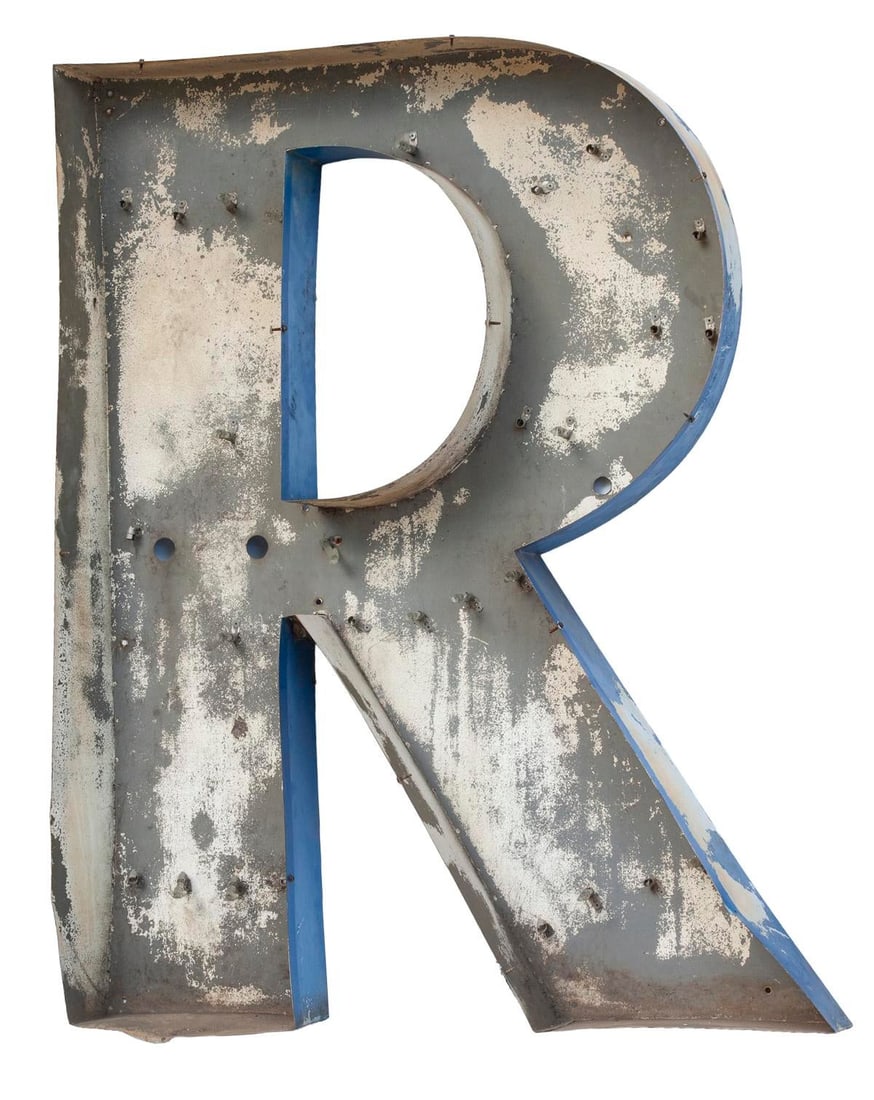 XL Vintage Neon Upper Case Letter R" - 2