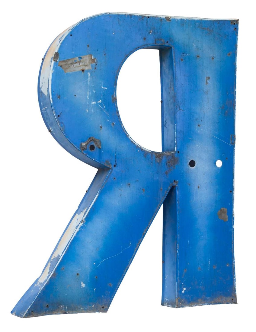 XL Vintage Neon Upper Case Letter R" - 5