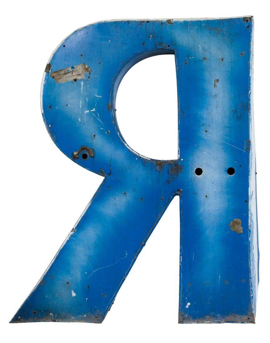 XL Vintage Neon Upper Case Letter R" - 6