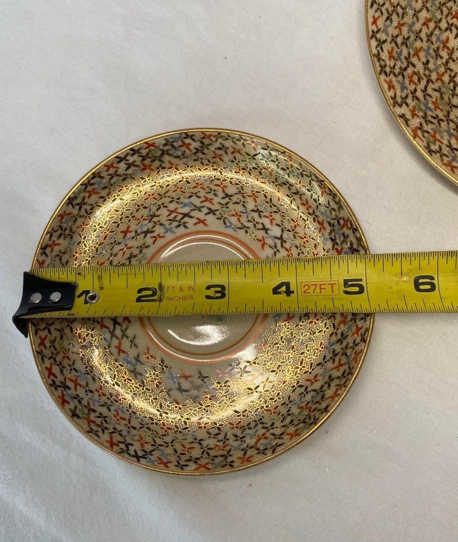 Antique Japanese Satsuma Butterfly Tea Cup, Saucer & Plate - Set of 3 - 15