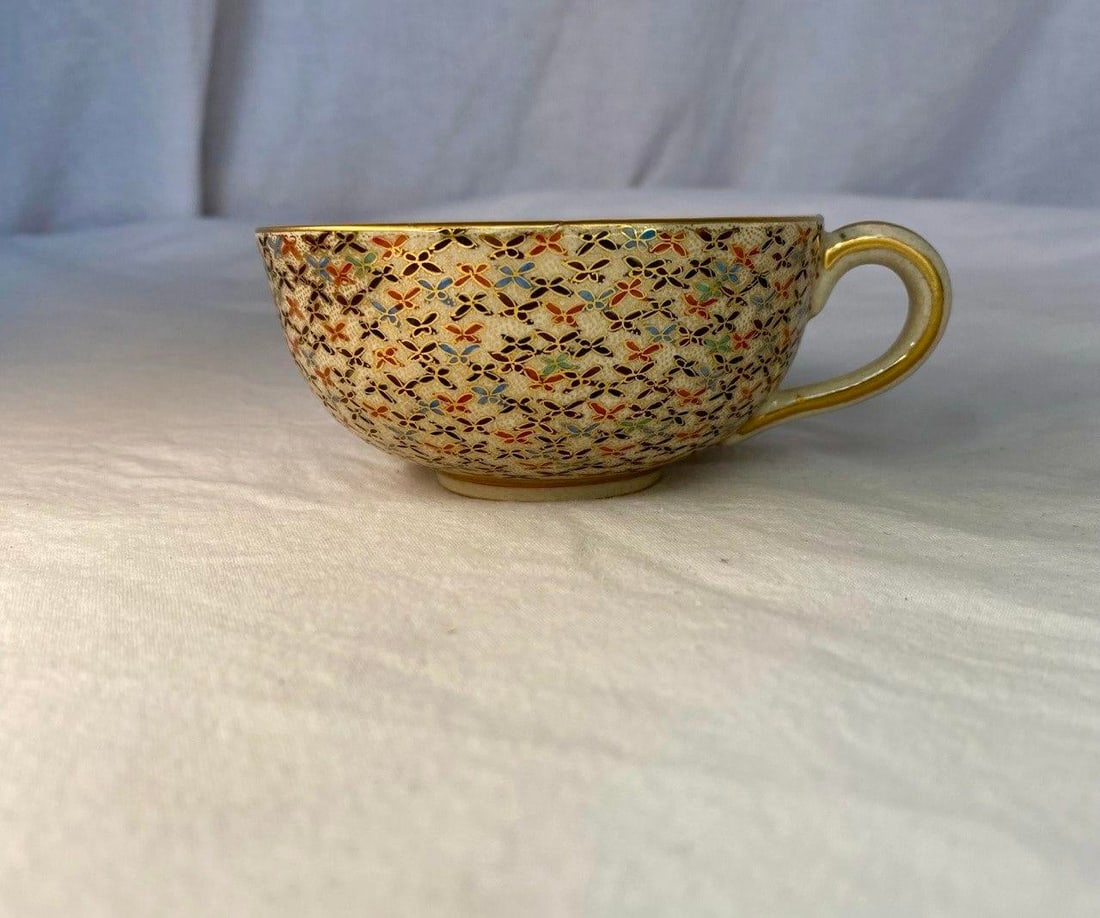 Antique Japanese Satsuma Butterfly Tea Cup, Saucer & Plate - Set of 3 - 3