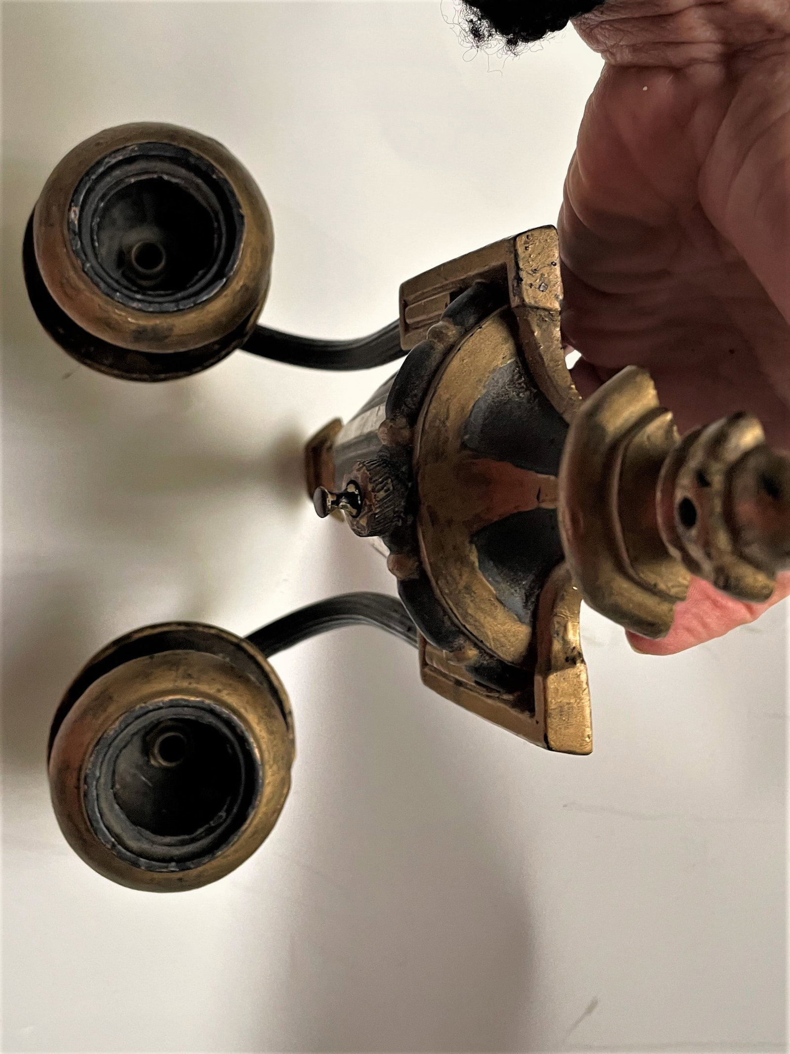 Mid 20th Century Neoclassical Style Greek Key & Urn Cast Metal Wall Candle Sconces Signed Empire - 10