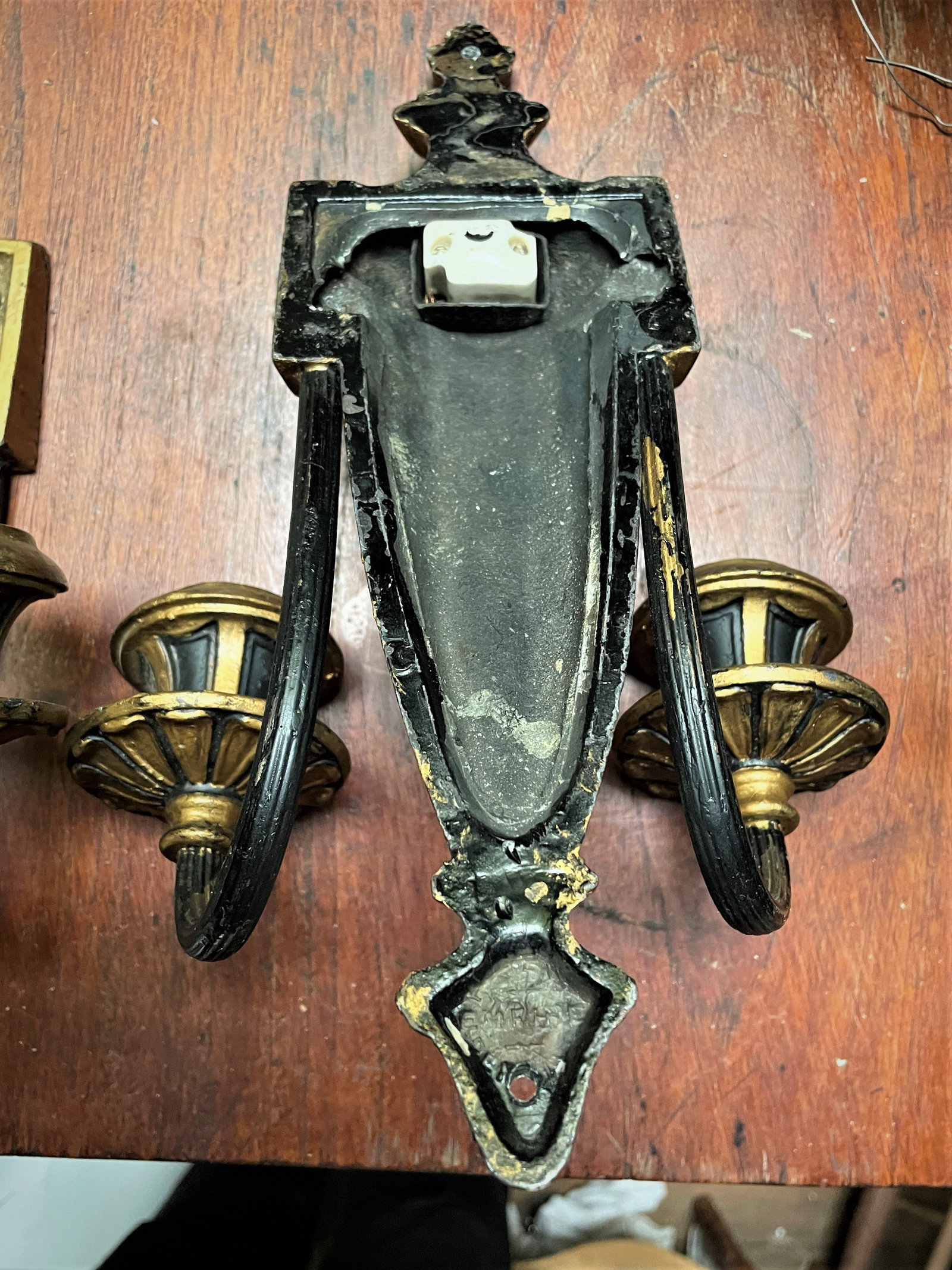 Mid 20th Century Neoclassical Style Greek Key & Urn Cast Metal Wall Candle Sconces Signed Empire - 13