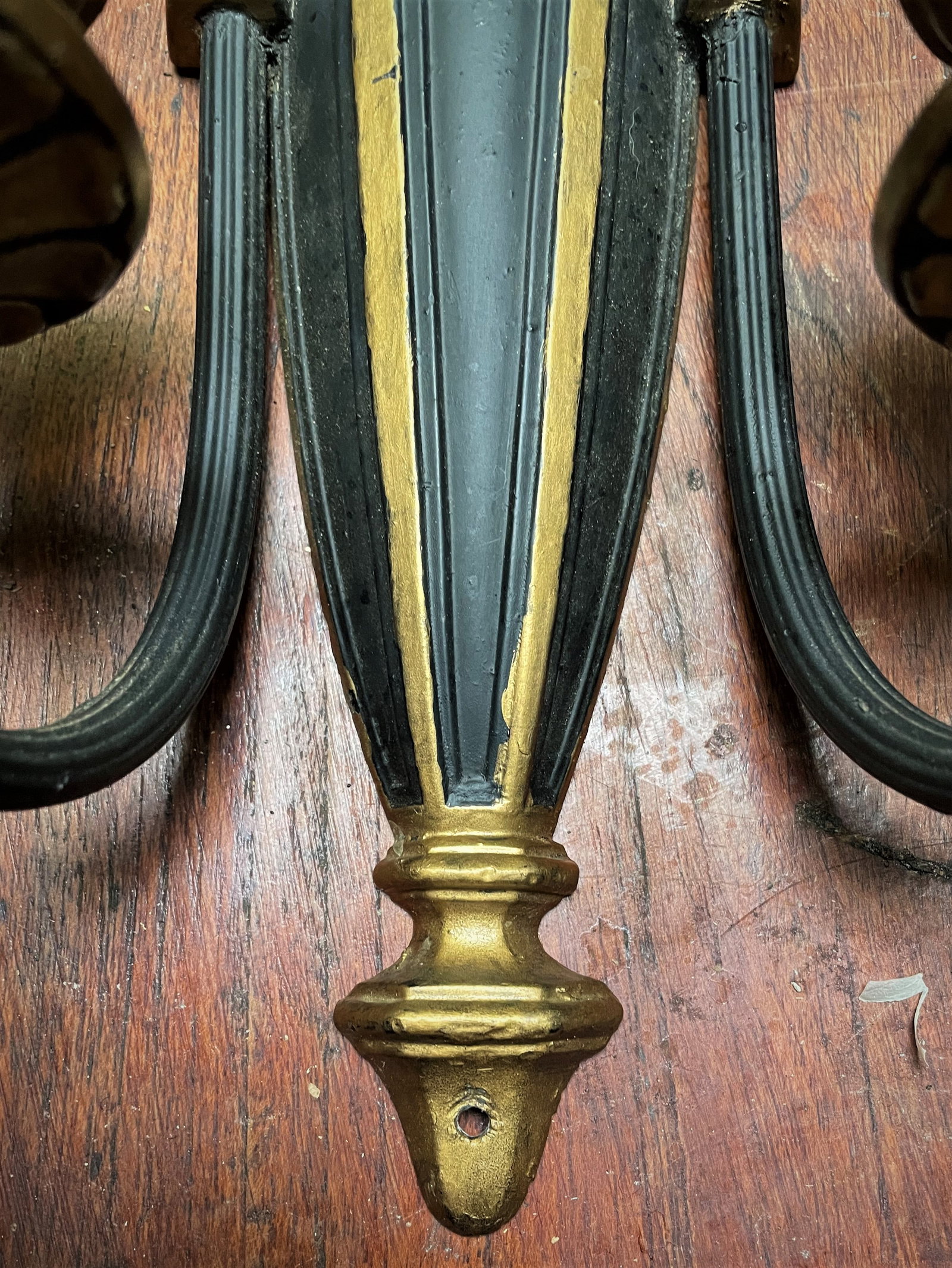 Mid 20th Century Neoclassical Style Greek Key & Urn Cast Metal Wall Candle Sconces Signed Empire - 6