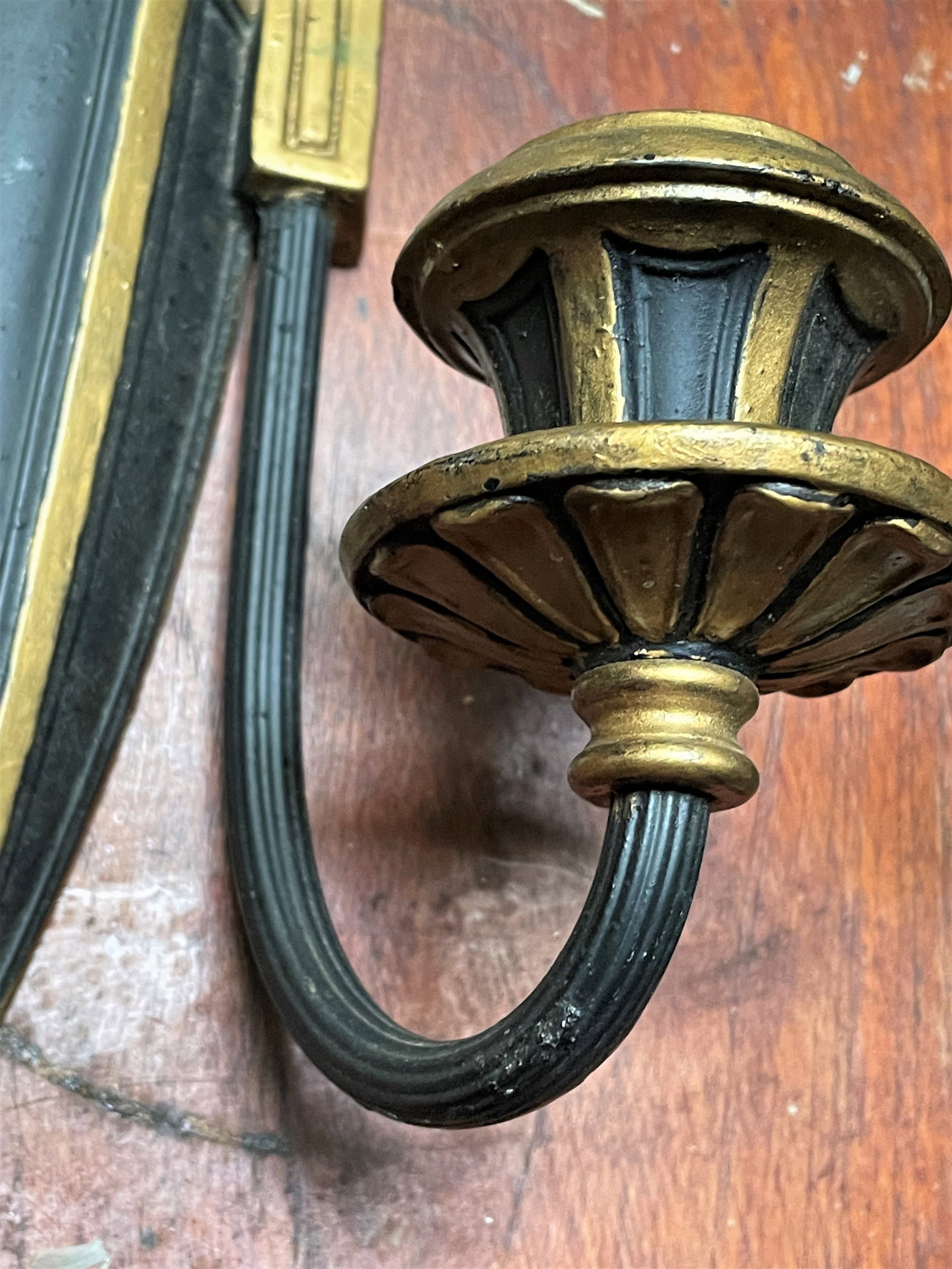 Mid 20th Century Neoclassical Style Greek Key & Urn Cast Metal Wall Candle Sconces Signed Empire - 7
