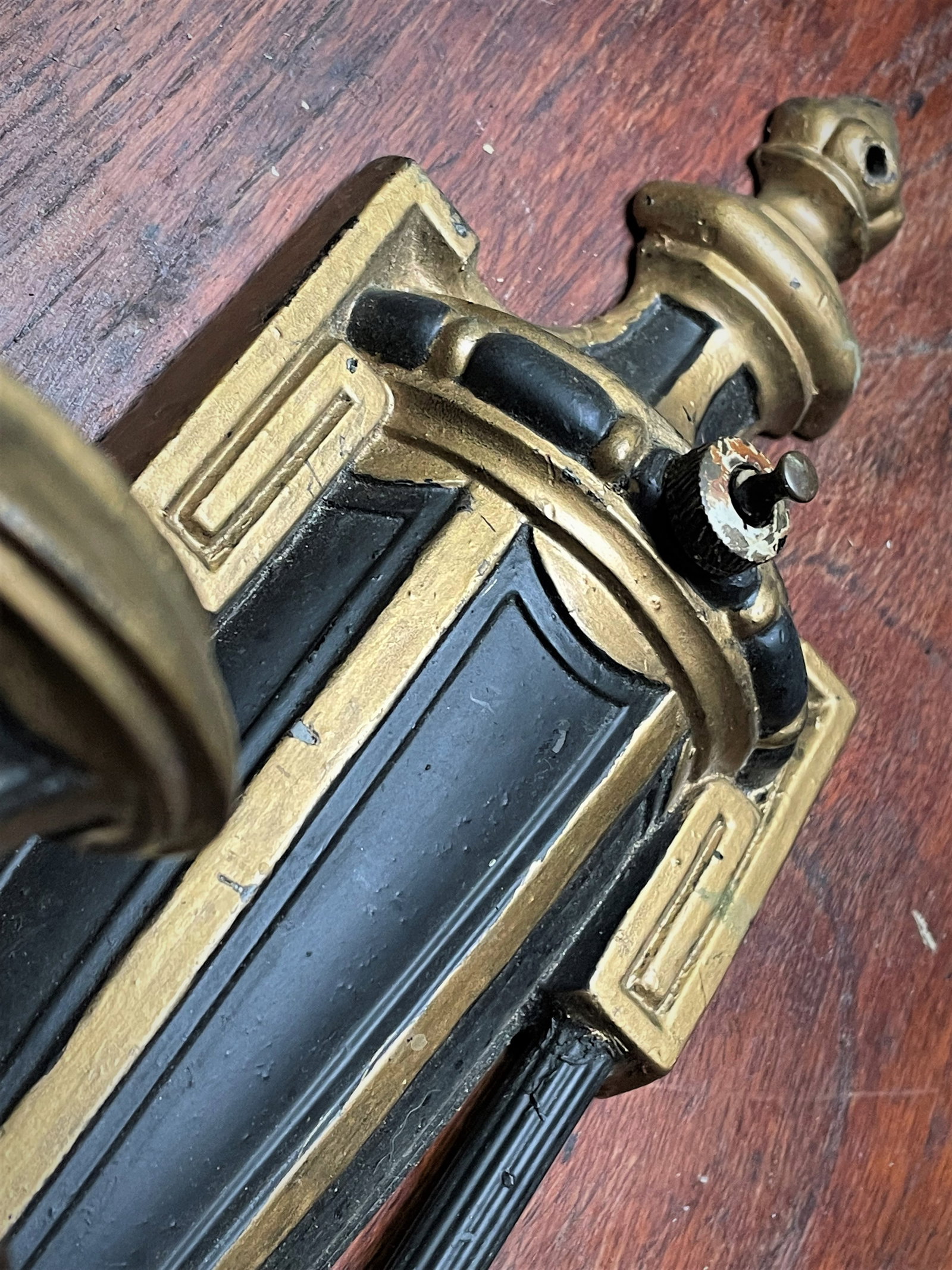 Mid 20th Century Neoclassical Style Greek Key & Urn Cast Metal Wall Candle Sconces Signed Empire - 9