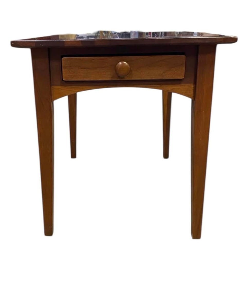 Vintage Ethan Allen Cherry Wood Rectangle Side Table - Handsome Accent With Drawer - 2