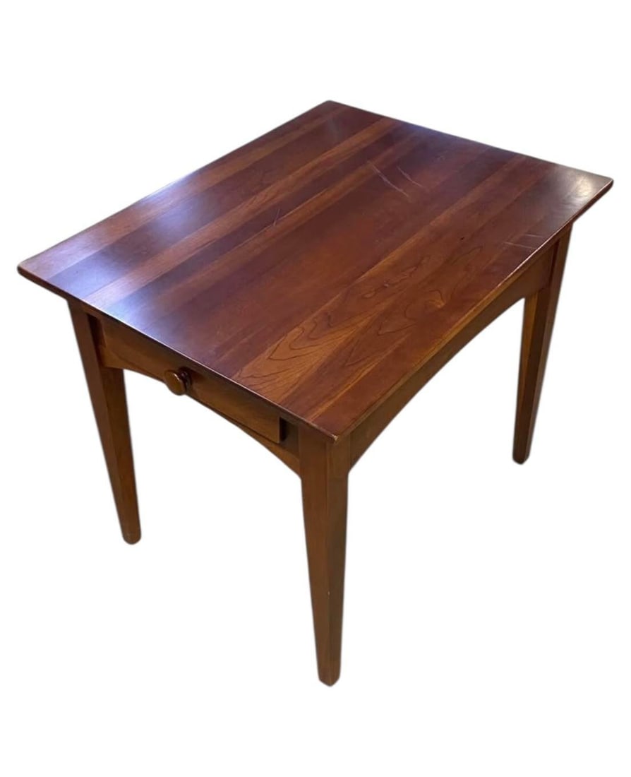 Vintage Ethan Allen Cherry Wood Rectangle Side Table - Handsome Accent With Drawer - 4