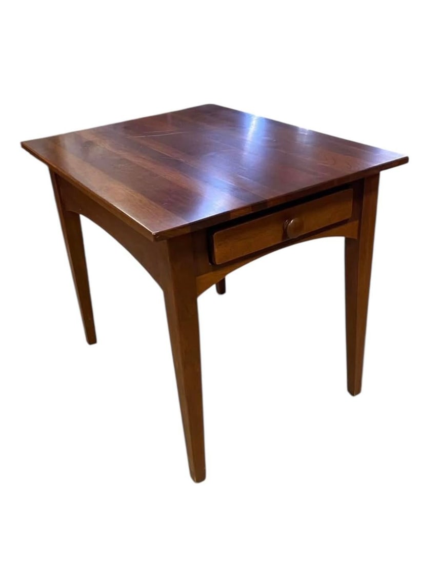 Vintage Ethan Allen Cherry Wood Rectangle Side Table - Handsome Accent With Drawer - 8