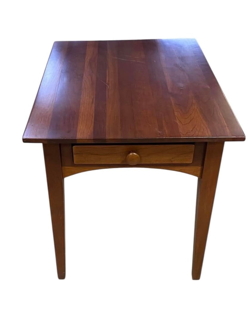 Vintage Ethan Allen Cherry Wood Rectangle Side Table - Handsome Accent With Drawer - 9