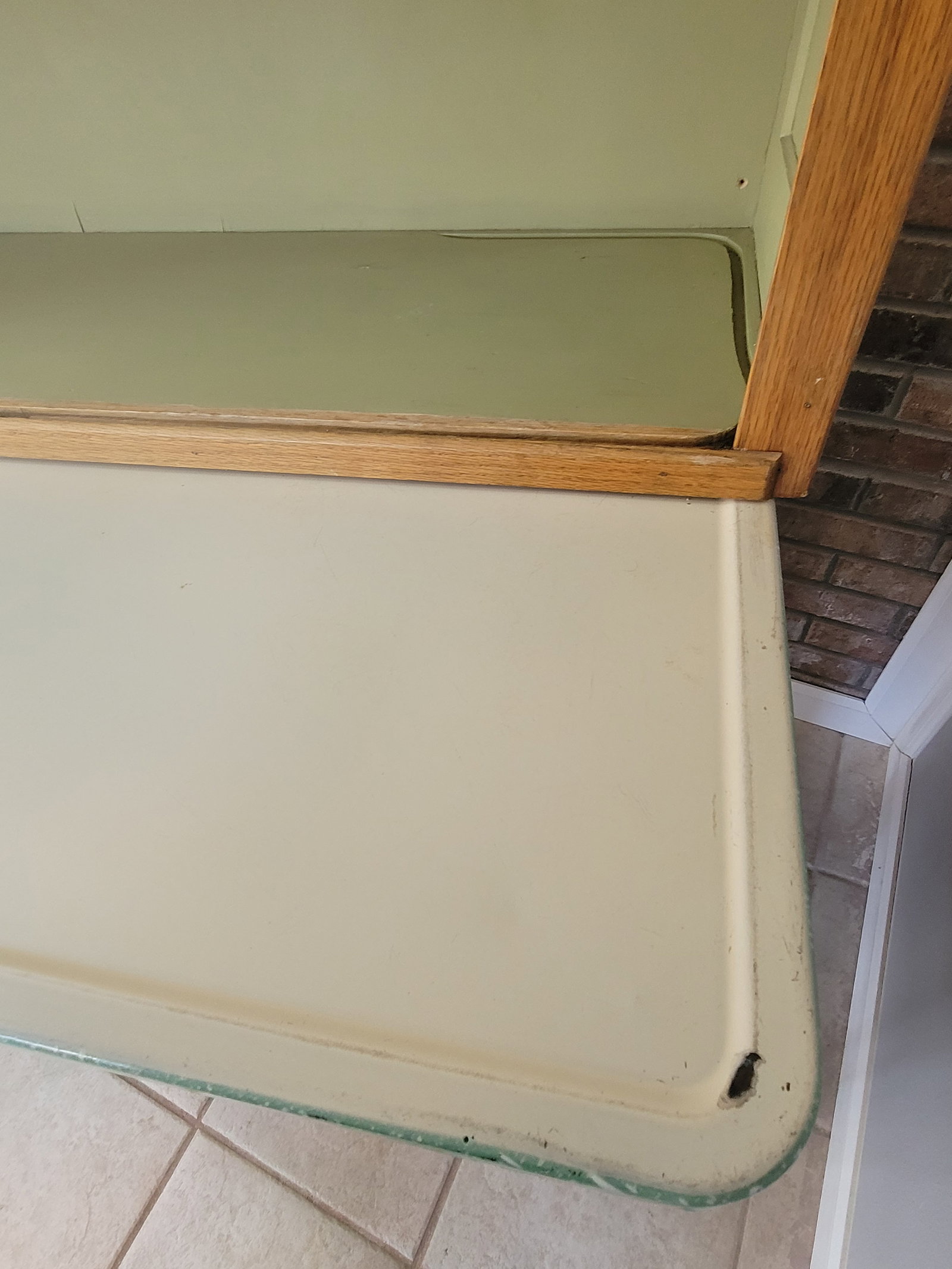 Antique Sellers "Kitcheneed" Hoosier Cabinet - Elwood, Indiana - Sage Green & Oak - 10