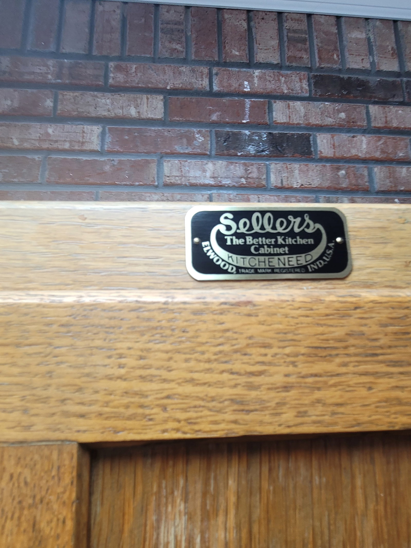 Antique Sellers "Kitcheneed" Hoosier Cabinet - Elwood, Indiana - Sage Green & Oak - 12