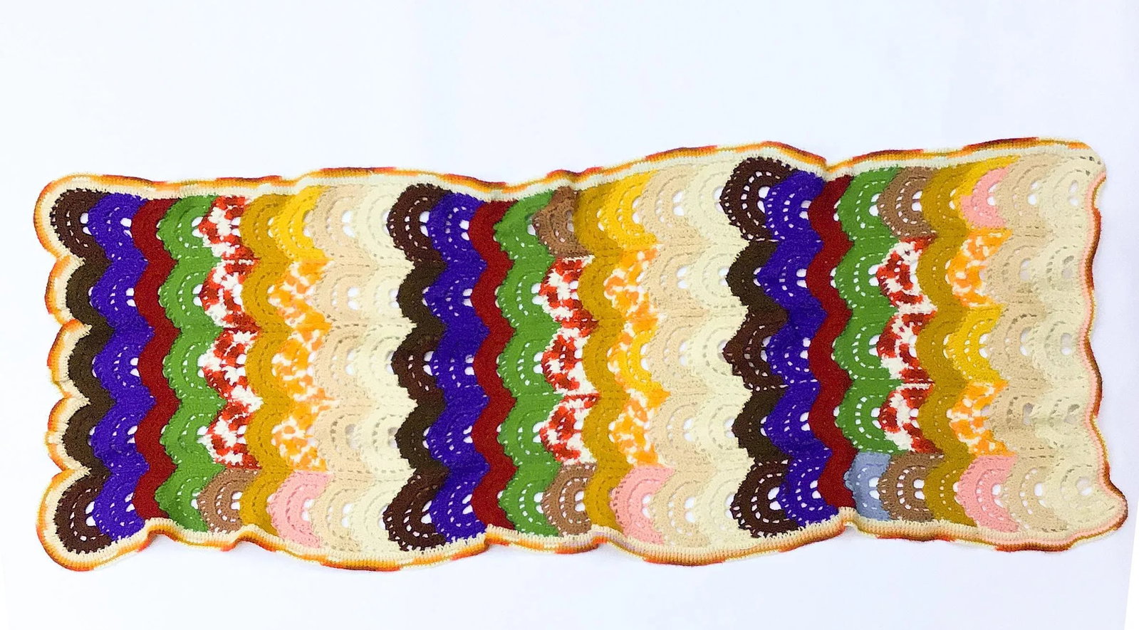Vintage Pure Wool Hand Crocheted Coverlet - 3