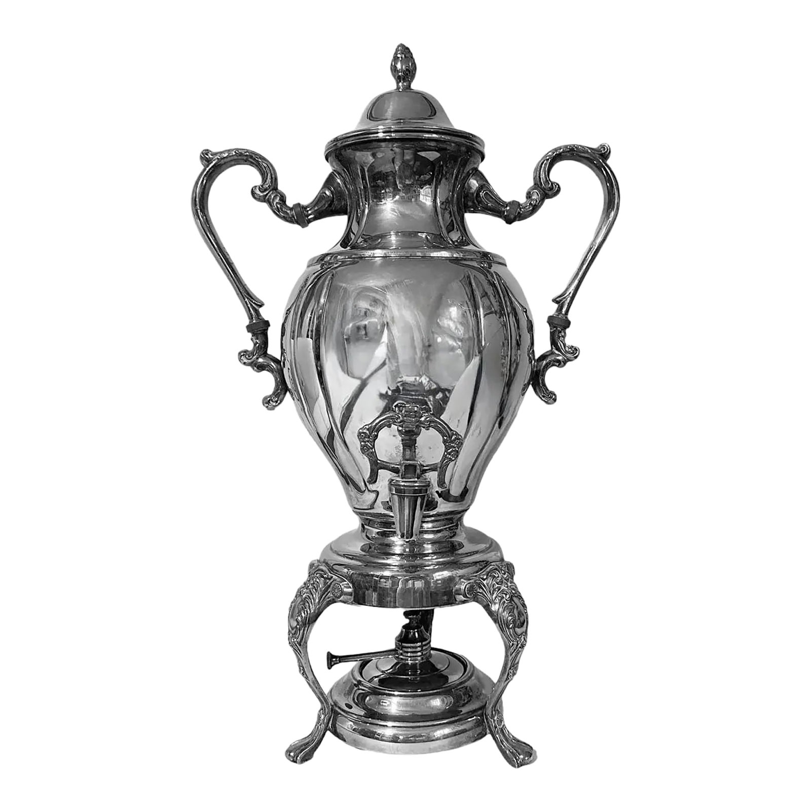 Antique Victorian Rococco Revival Silverplated Hot Water Tea Urn Samovar W/Spirit Burner (1 of 9)