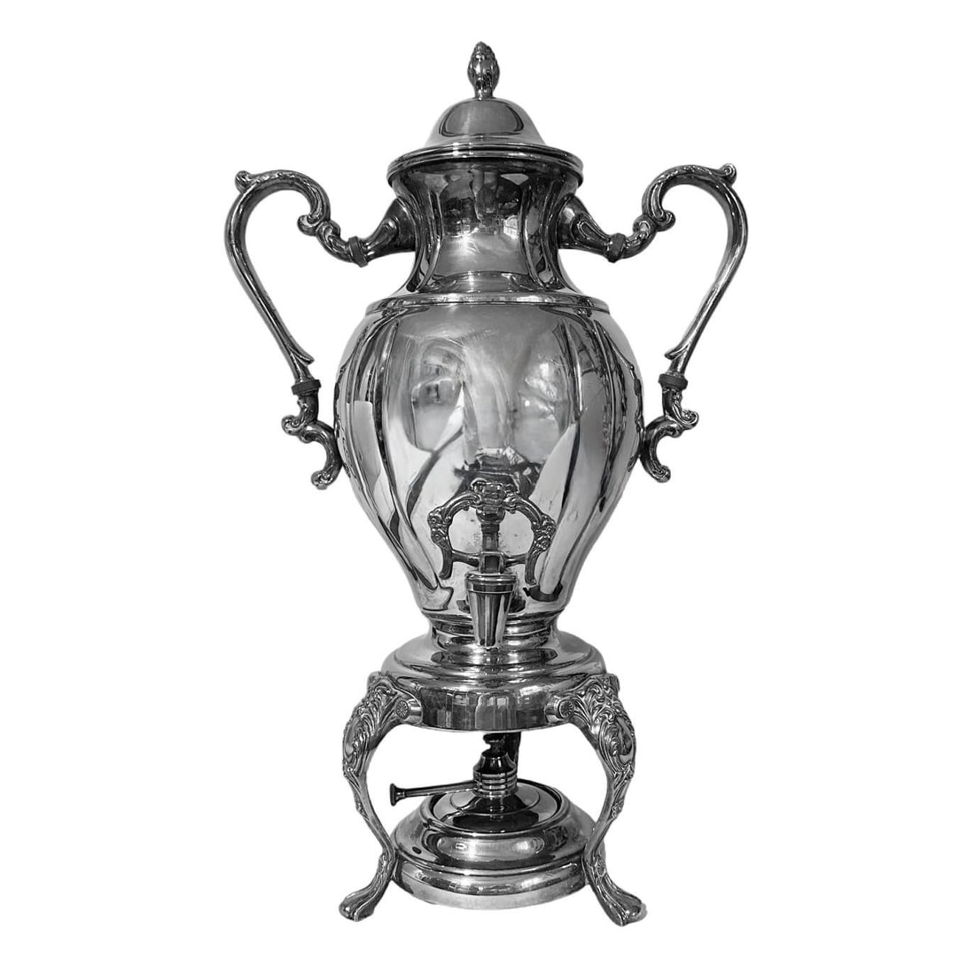 Antique Victorian Rococco Revival Silverplated Hot Water Tea Urn Samovar W/Spirit Burner - 3