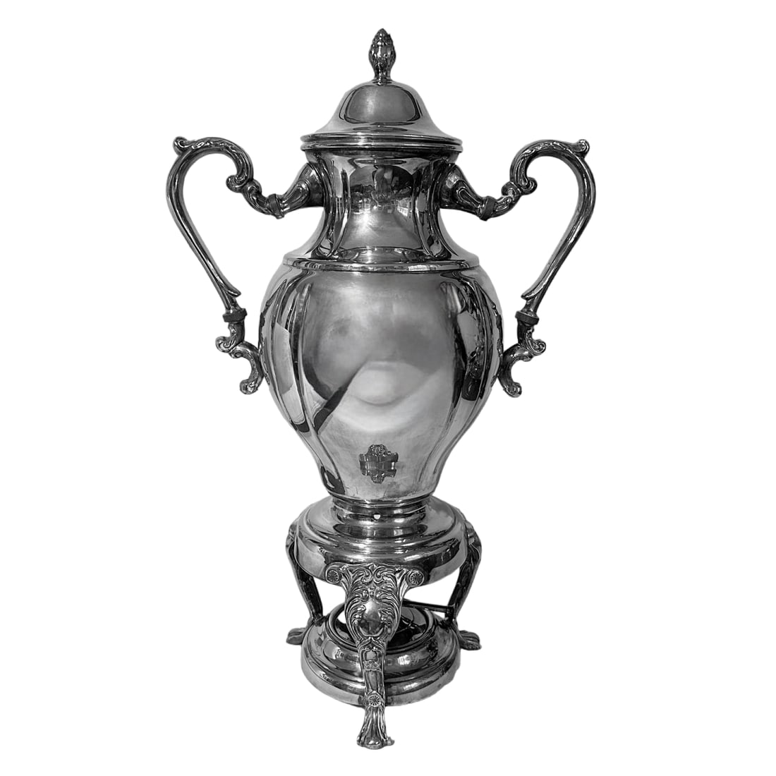 Antique Victorian Rococco Revival Silverplated Hot Water Tea Urn Samovar W/Spirit Burner - 4