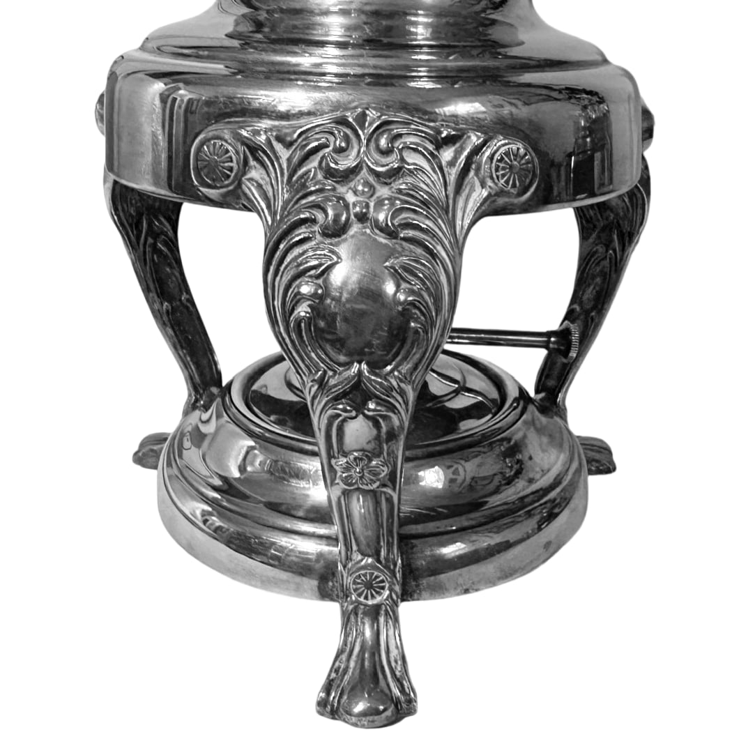 Antique Victorian Rococco Revival Silverplated Hot Water Tea Urn Samovar W/Spirit Burner - 6