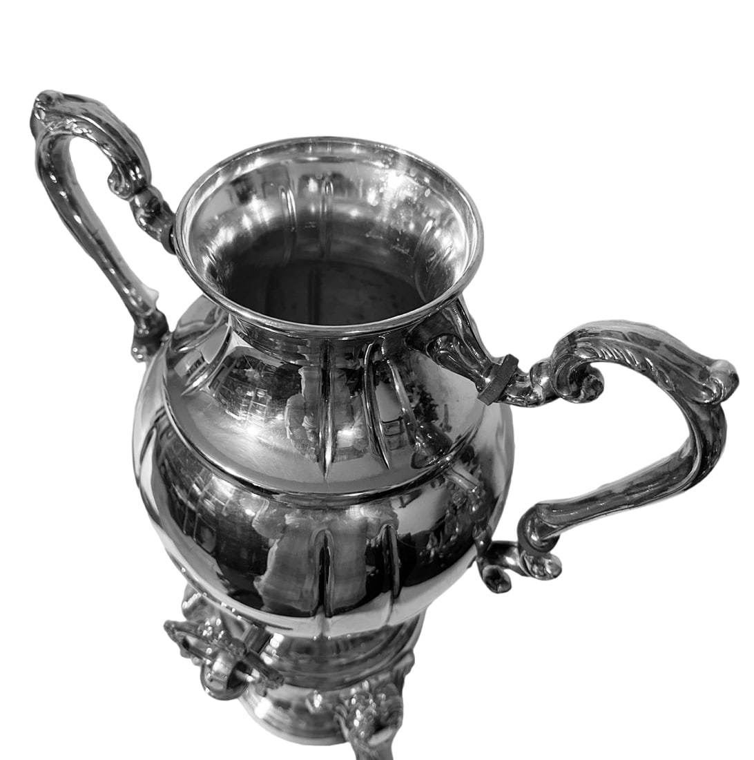 Antique Victorian Rococco Revival Silverplated Hot Water Tea Urn Samovar W/Spirit Burner - 8