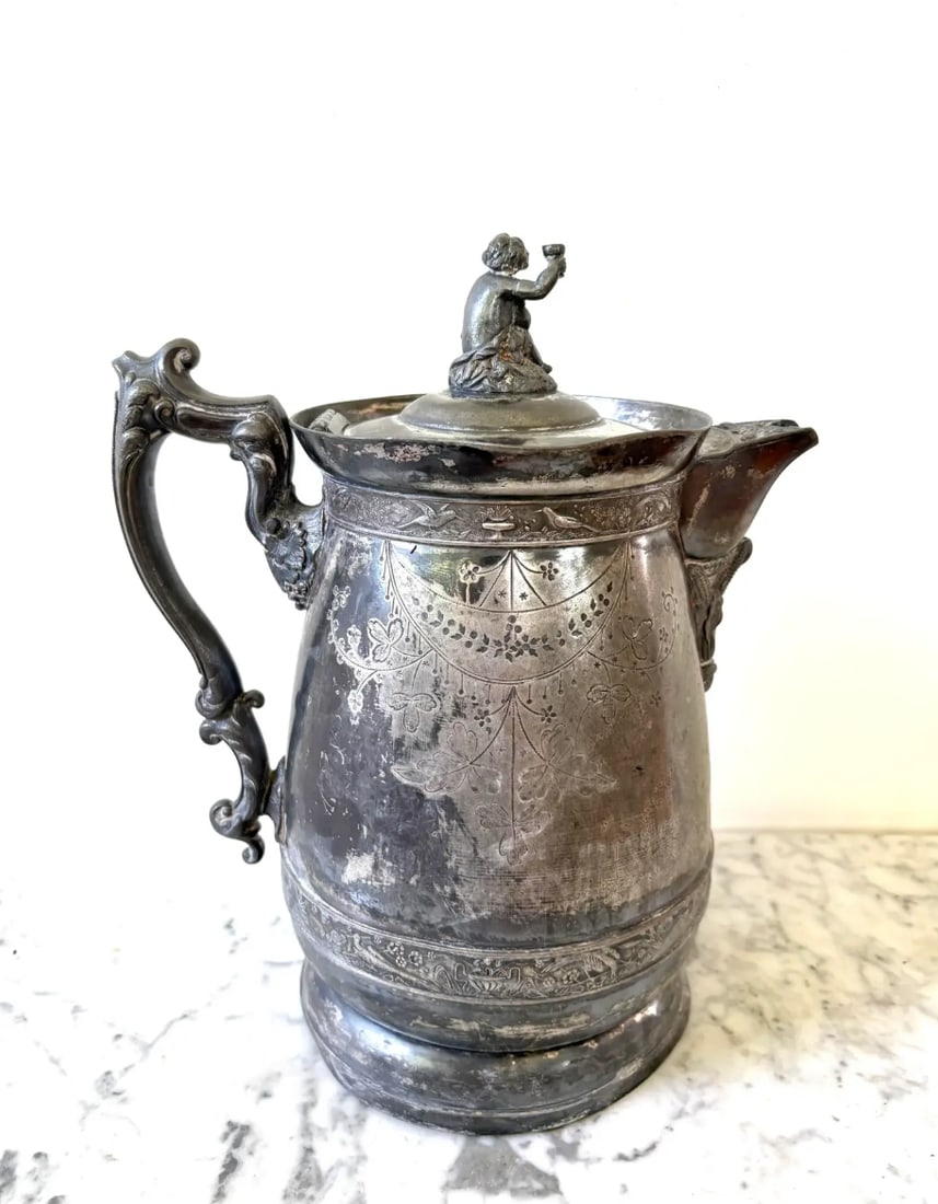 Mid 19th Century Rare Sliver Plate Victorian Pitcher by Meriden Britannia Company - 3