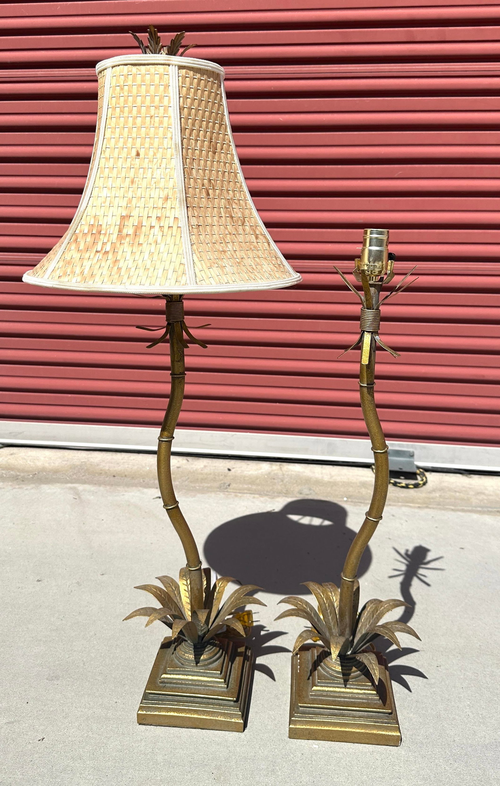 Hollywood Regency Gold Palm Tree Table Lamps - A Pair - 10