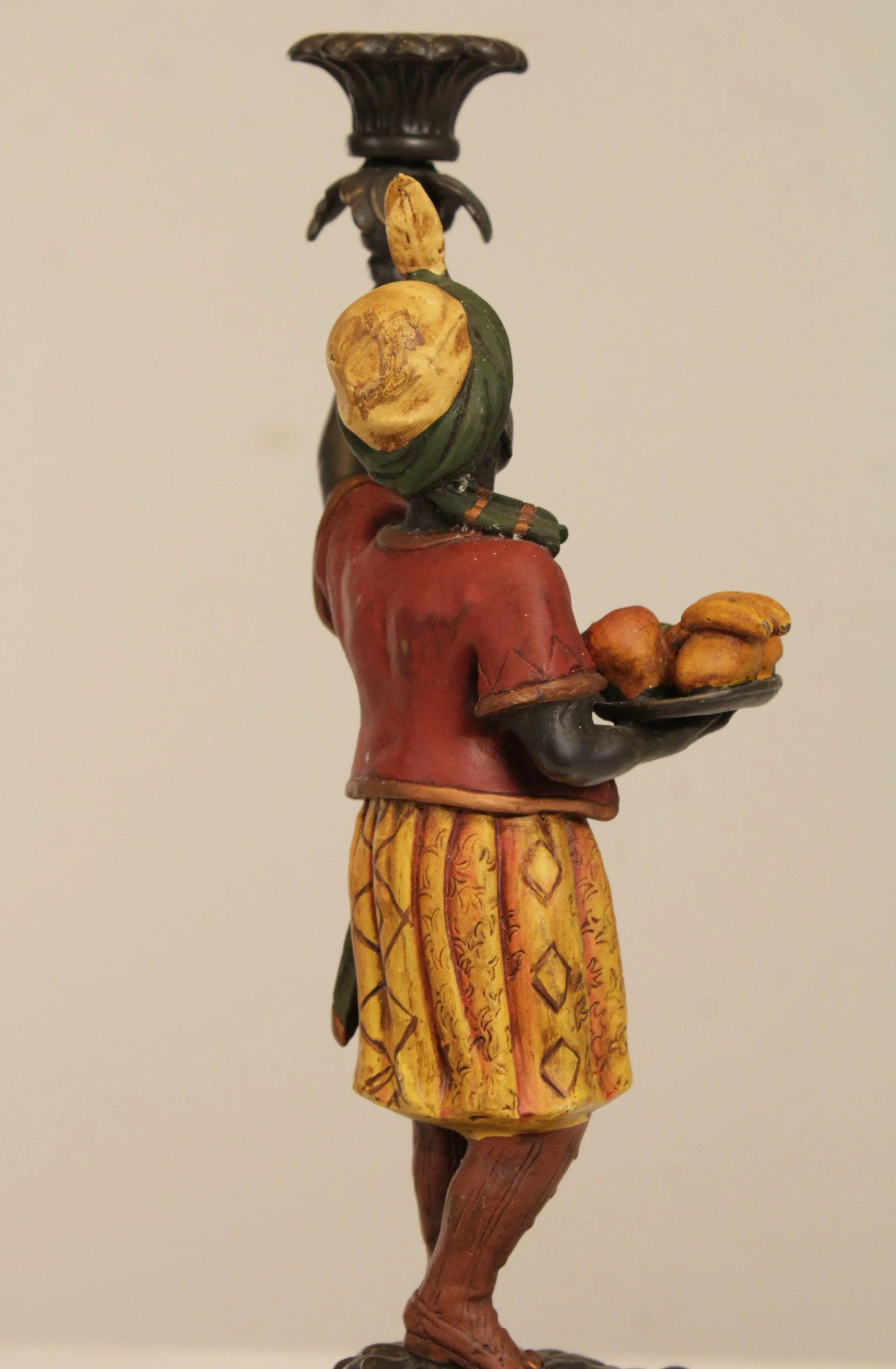 Painted Bronze Figural Candle Holders - A Pair - 10