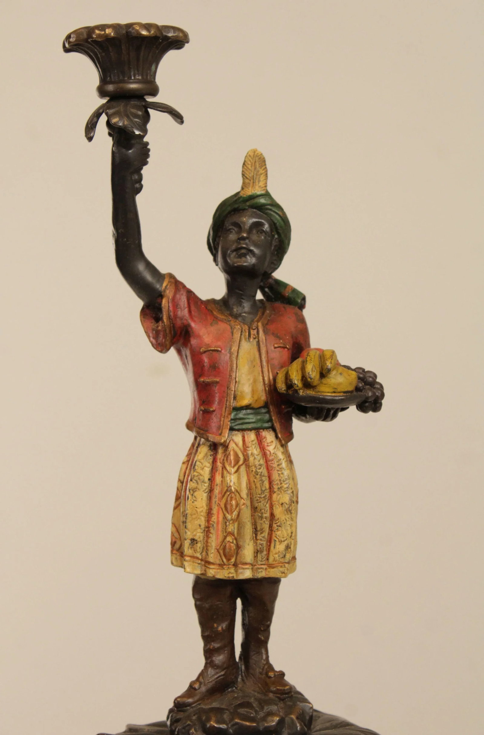 Painted Bronze Figural Candle Holders - A Pair - 11
