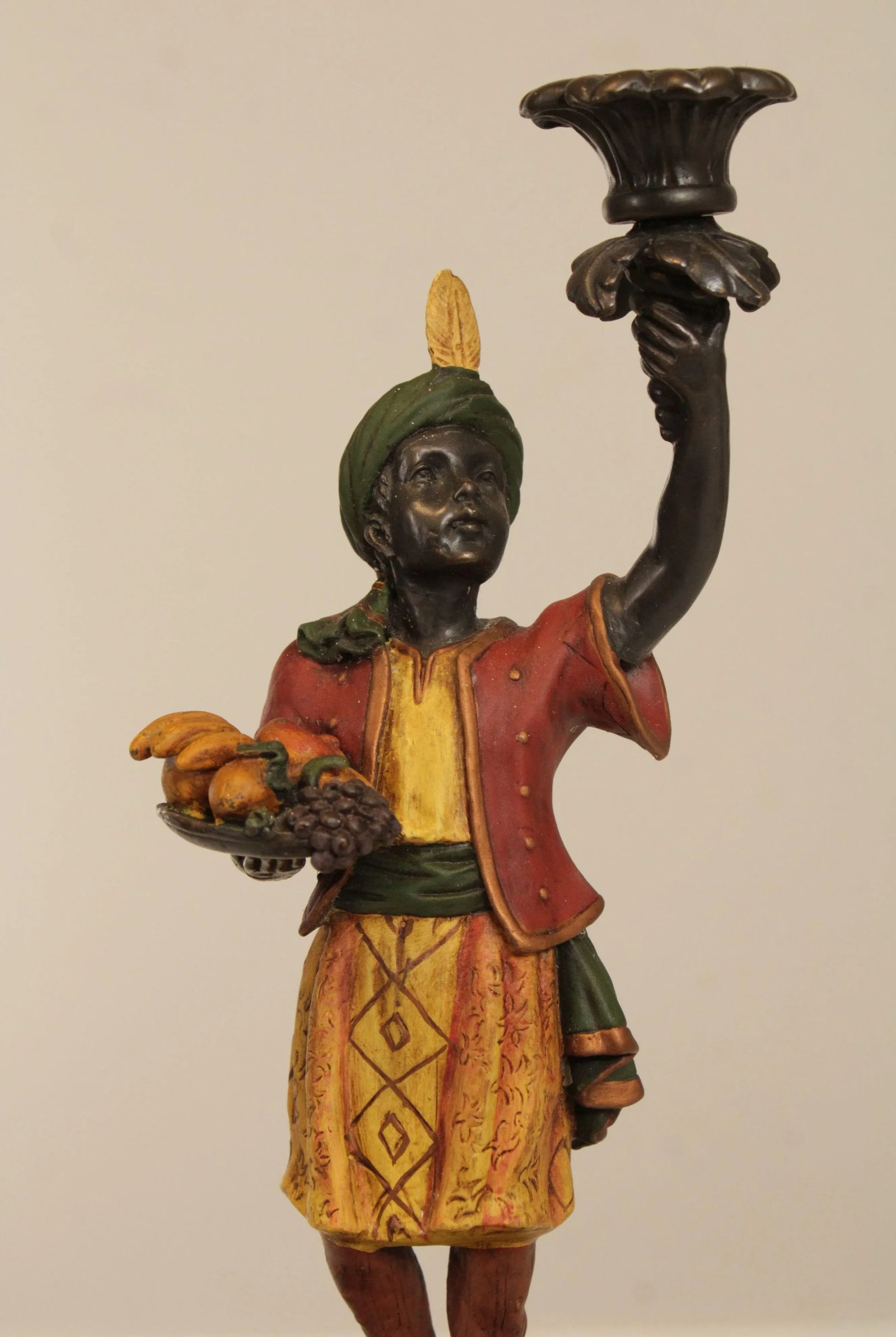 Painted Bronze Figural Candle Holders - A Pair - 8